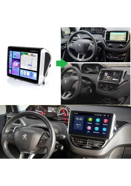 Peugeot 208 Android Multimedya Sistemi 4-64 Cadence (2013-2019) + Dört Bölge 360 Derece Kamera Sistemi Hediye