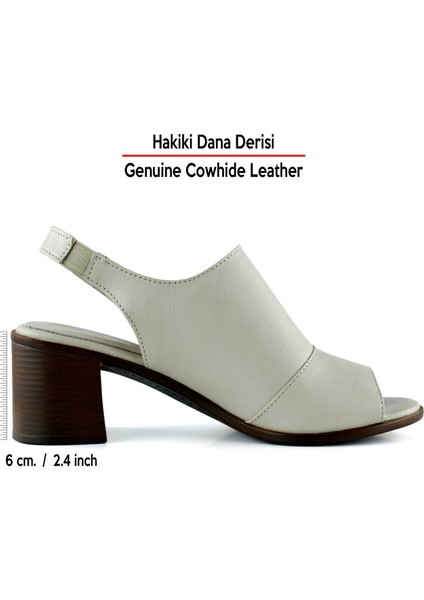 Emilia Vizon Hakiki Deri Arkası Açık Lastik Bantlı Kalın Topuklu Rahat Günlük Sandalet fiyatları