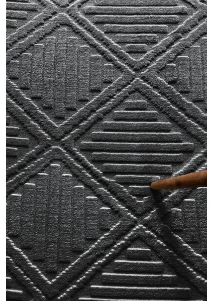 Hilda Iskandinav Dokuma Bukleli Premium Antrasit Puffy Peluş Yolluk Koridor Halısı Salon Halısı modelleri