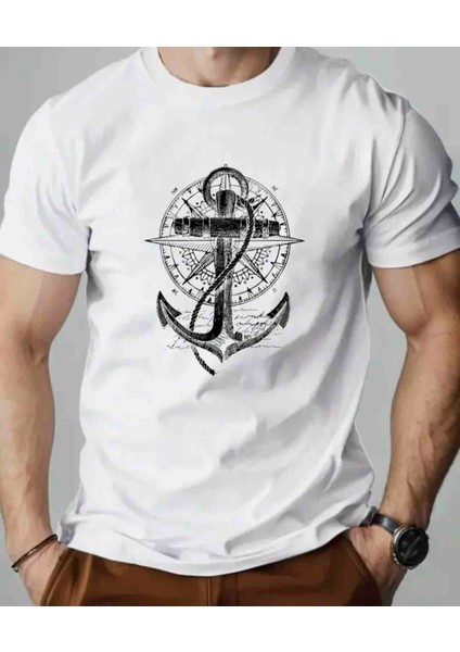 Pusula Çapa Baskılı Özel Tasarım Oversize Tshirt