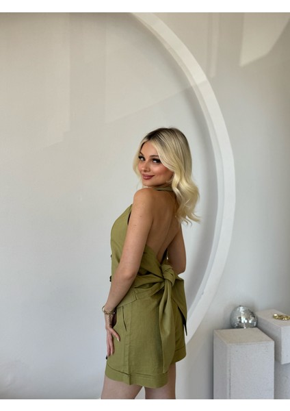 Premium Keten Yeşil Yelek Şort Takım indirimleri