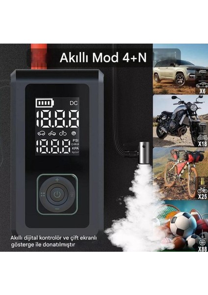 Akü Takviyeli 8000MAH Şarjlı Lastik Şişirme Pompası Hava Kompresörü Çantalı fiyatları