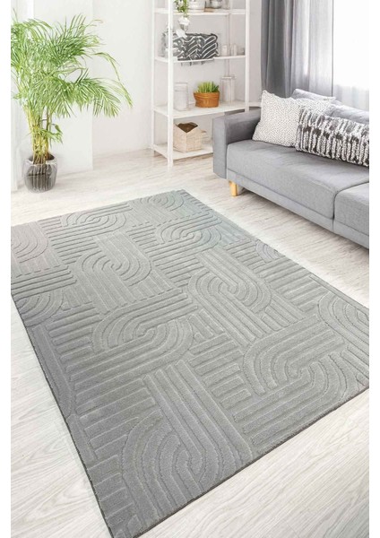 Siena Iskandinav Dokuma Bukleli Premium Gri Puffy Peluş Yolluk Koridor Halısı Salon Halısı