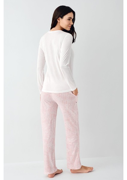 Kadın Mevsimlik Uzunkol Pijama Takım, %50 Pamuk %50 Modal fırsatları