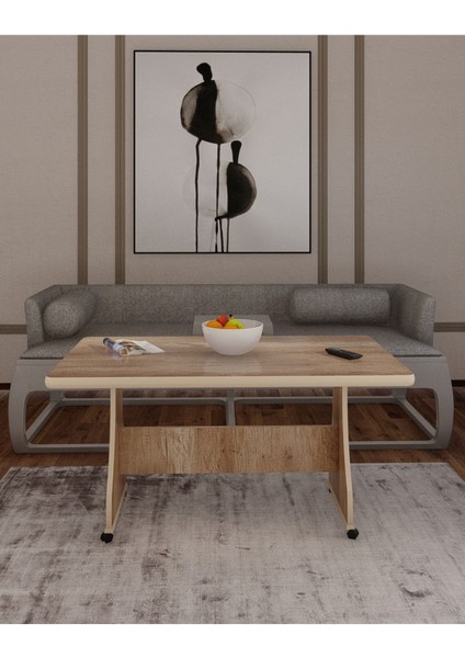 Tekerlekli Mdf Masa %100 Mdf Mutfak Masası Orta Sehpa Yemek Masası