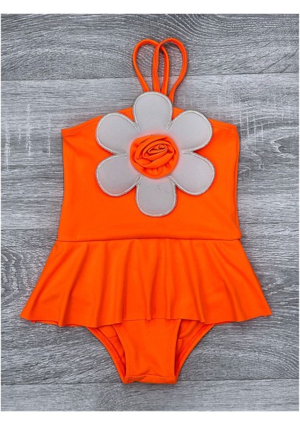 Papatya Detaylı Kız Çocuk Mayo