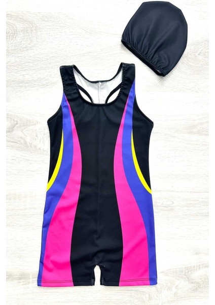 Yüzücü Şortlu Kız Çocuk Mayo ( Boneli )