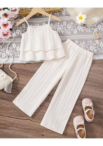 Kız Çocuk Yazlık Takım Rahat ve Şık Tasarım Kolsuz Pamuklu Türkiye Üretimi