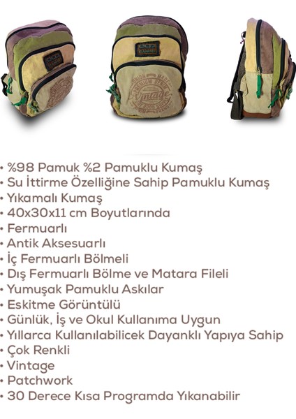 5017-1 New Patchwork Sırt Çantasıbej