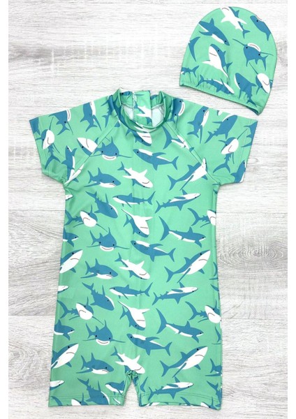 Boneli ,pervaz Fermuarlı ,güneş Korumalı Erkek Çocuk Tulum Mayo