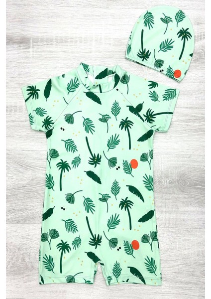 Boneli ,pervaz Fermuarlı ,güneş Korumalı Erkek Çocuk Tulum Mayo