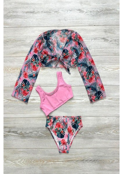 Yeni Sezon Kız Çocuk Bolerolu Bikini 3'lü Takım