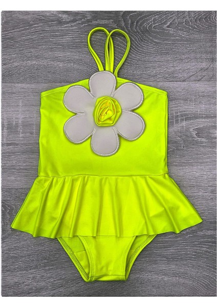 Papatya Detaylı Kız Çocuk Mayo