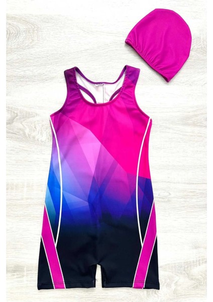 Yüzücü Şortlu Kız Çocuk Mayo ( Boneli )