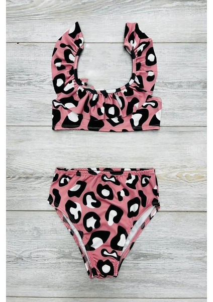 Fırfırlı Baskılı Kız Çocuk Mayosu