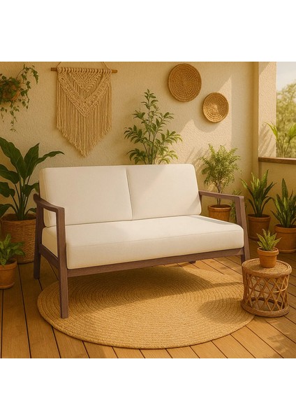 Favela Bohem Ikili Berjer Ceviz Ahşap, Kırık Beyaz