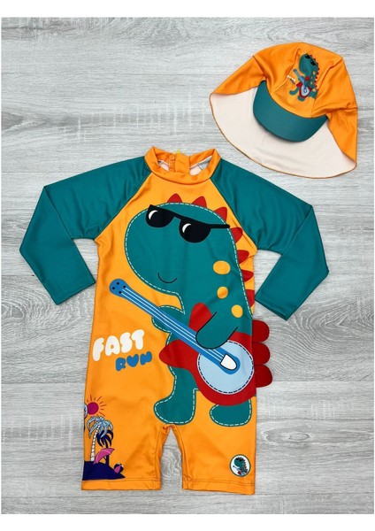 Şapkalı Fermuarlı Uzun Kollu Mayo