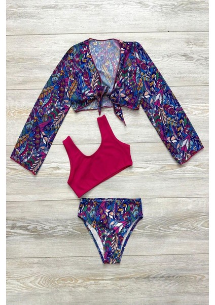 Yeni Sezon Kız Çocuk Bolerolu Bikini 3'lü Takım