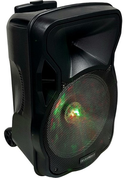 ES-3845 15'' Portatif Taşınabilir Ses Sistemi 200WATT 1el Telsiz+1yaka Telsiz