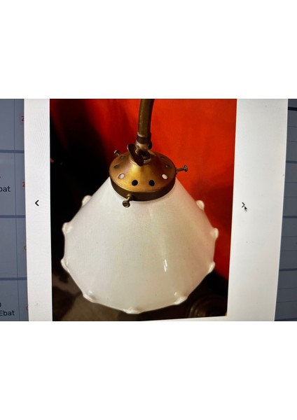 Opalin Camlı Pirinç Avrupa Abajur 56 cm Boyunda