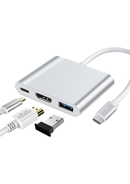 GAB-TY301 Çevirici Type-C To 3 In 1 HDMI + Type-C + USB 3.0 Çevirici
