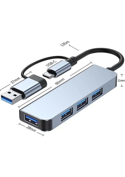 GAB-TY401 Çevirici Type-C To 3.0 4 In 1