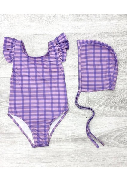 Sırttan Çapraz Fırfır Detaylı Boneli Kız Çocuk Mayo