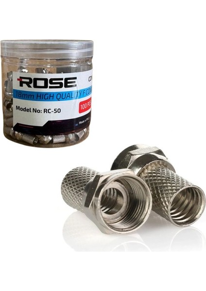 F Konnektör 18MM Yüksek Kalıtelı Gümüş 100ADET Rc-50