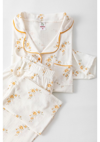 Uzun Kol Gömlek Yaka Kadın Pinterest Pijama Takımı - Mevsimlik Kadın Pijama- Geniş Beden Aralığı