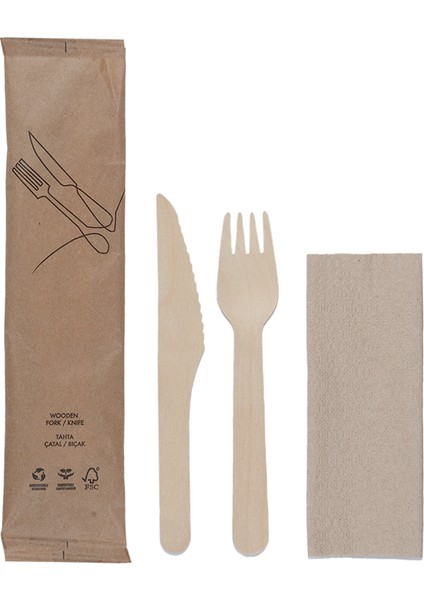 Çatal+Bıçak+Peçete Ikram Seti - 100 Adet