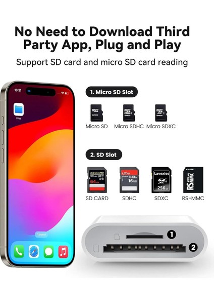 GA27 I-Os I-Pad ve I-Phone Uyumlu 8 Pin Lighting Çevirici Adaptör Micro Sd ve Sd Kart Okuyucu modelleri