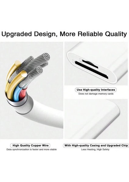 GA27 I-Os I-Pad ve I-Phone Uyumlu 8 Pin Lighting Çevirici Adaptör Micro Sd ve Sd Kart Okuyucu fırsatları