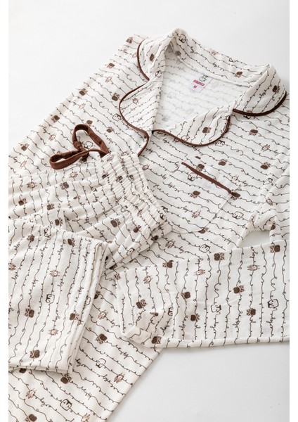 Uzun Kol Gömlek Yaka Kadın Pinterest Pijama Takımı - Mevsimlik Kadın Pijama- Geniş Beden Aralığı indirimleri