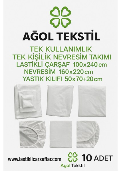 Tek Kişilik Tek Kullanımlık Nevresim Takımı 10’lu Set – Lastikli Çarşaflı Pratik Yatak Seti