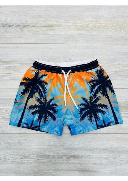 Erkek Çocuk Su Tutmaz Paraşüt Kumaş Karakter Baskılı Bel Bağcıklı Şort Mayo File Ağ