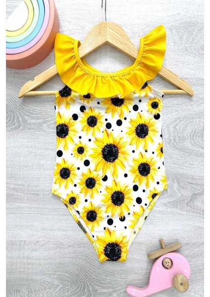 Çapraz Fırfır Askılı Kız Çocuk Mayo