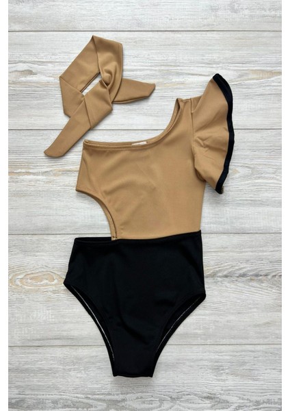 Dekolite Modelli Kız Çocuk Mayosu