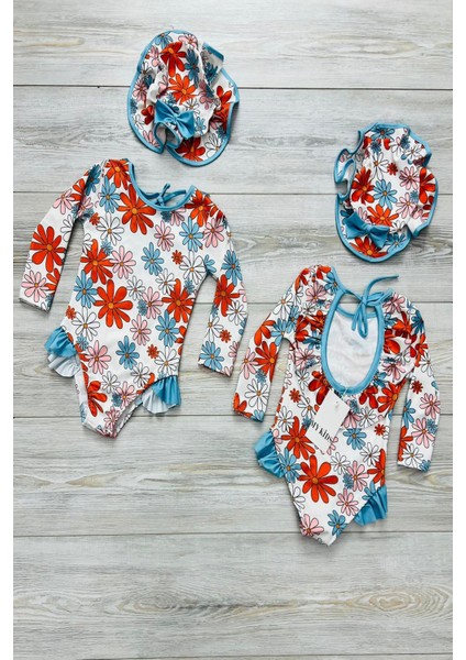 Şapkalı Sırtı Fırfırlı Ip Askılı Çiçekli Mayo