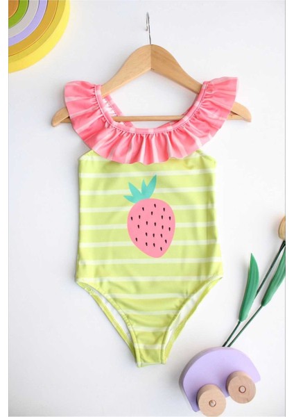 Çapraz Fırfır Askılı Kız Çocuk Mayo