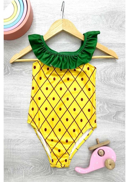 Çapraz Fırfır Askılı Kız Çocuk Mayo