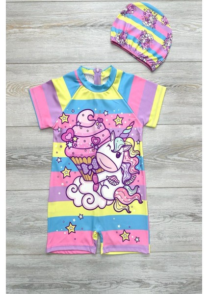 Fermuarlı Boneli Kız Çocuk Mayo