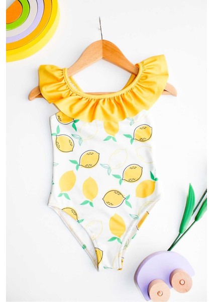 Çapraz Fırfır Askılı Kız Çocuk Mayo