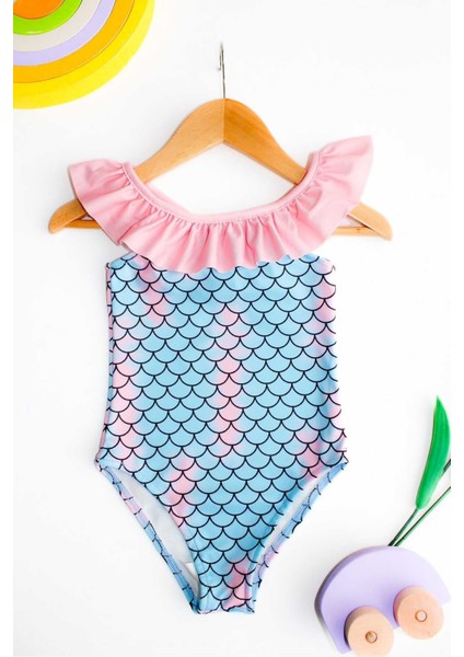 Çapraz Fırfır Askılı Kız Çocuk Mayo