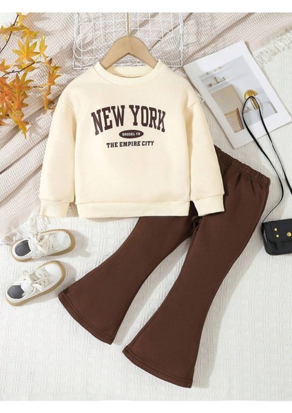 Iki Parça Çocuk Ispanyol Pantolon ve Baskılı Sweat