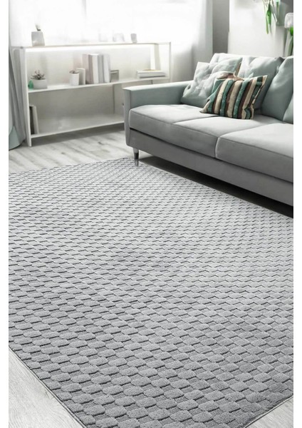 Dolly Iskandinav Dokuma Bukleli Premium Gri Puffy Peluş Yolluk Koridor Halısı Salon Halısı