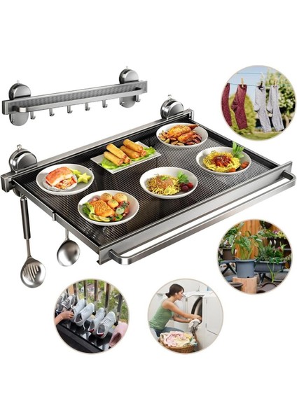 SN-26732 Duvara Monte Vantuzlu Katlanır Masa Çamaşır Rafı