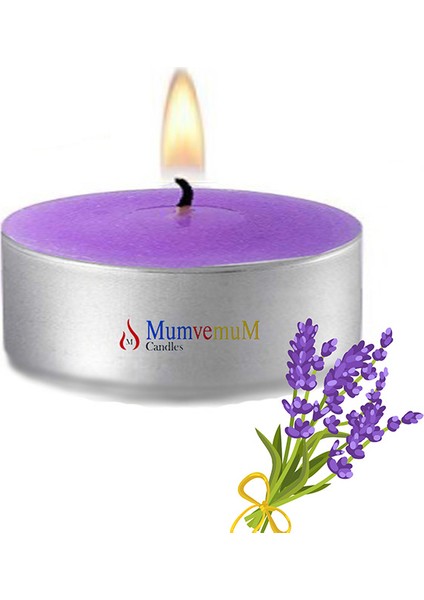 50 Li Lavanta Kokulu Mor Tealight Mum