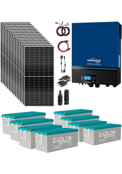 Teknovasyon Arge Güneş Enerjisi Solar Paketi 7.2kva Inverter 450 Watt Güneş Paneli 200 Amper Jel Akü