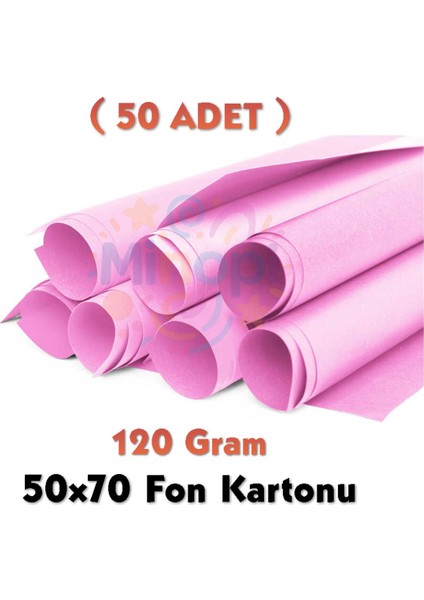 Açık Pembe Fon Kartonu 50X70 cm 50'li Paket 120 gr Renkli Fon Kartonu