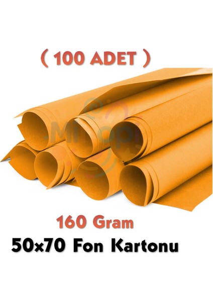 Turuncu Fon Kartonu 50X70 cm 100'LÜ Paket 160 gr Renkli Fon Kartonu